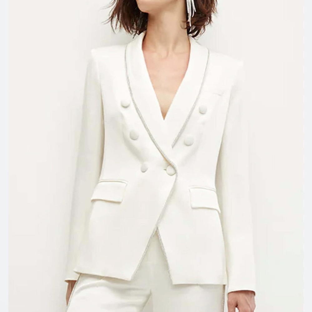 Veronica Beard Jagger Winter White Rhinestone Jac… - image 1